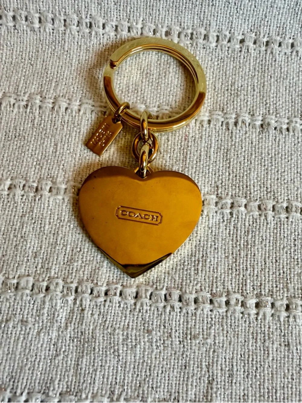 COACH Gold-Tone Keyring with Pink Heart Signature Charm - Picture 3 of 3